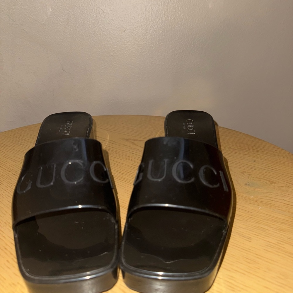 Gucci Glossy Black Slide Sandals